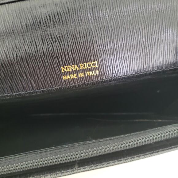 Nina Ricci Envelope Card Bill Holder Black Wallet Long Leather Vintage Italian - Picture 5 of 11